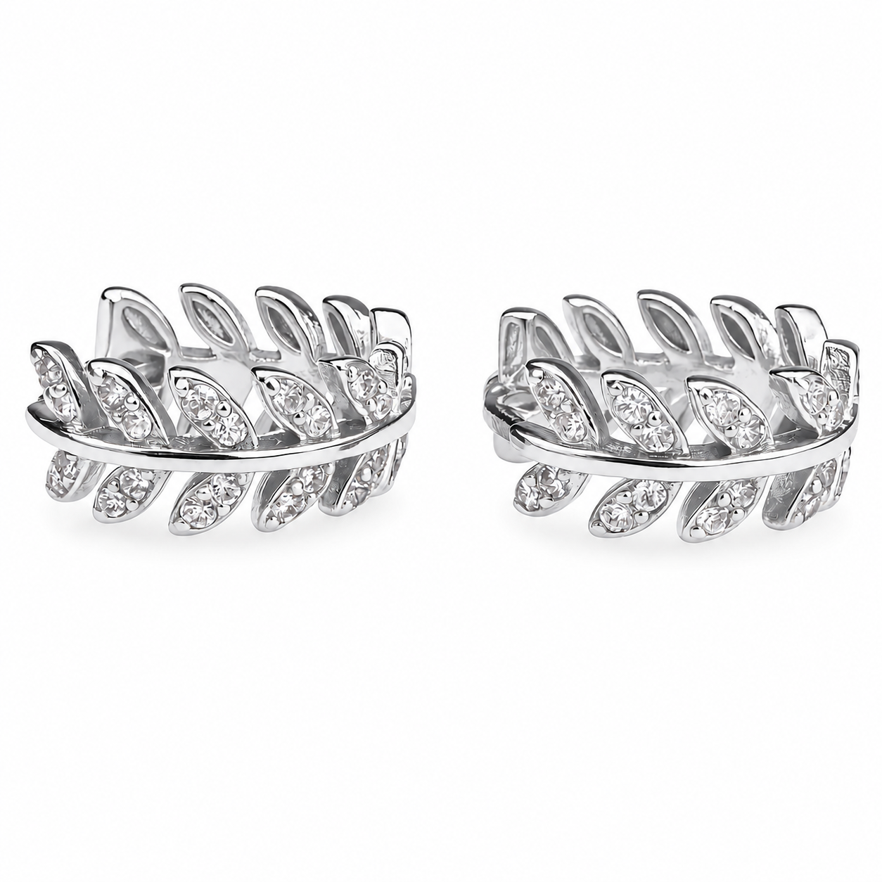 Brinco Argola Click Ramos Cravejado com Zircônia - Metal